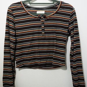 Striped Crop Top Long Sleeve